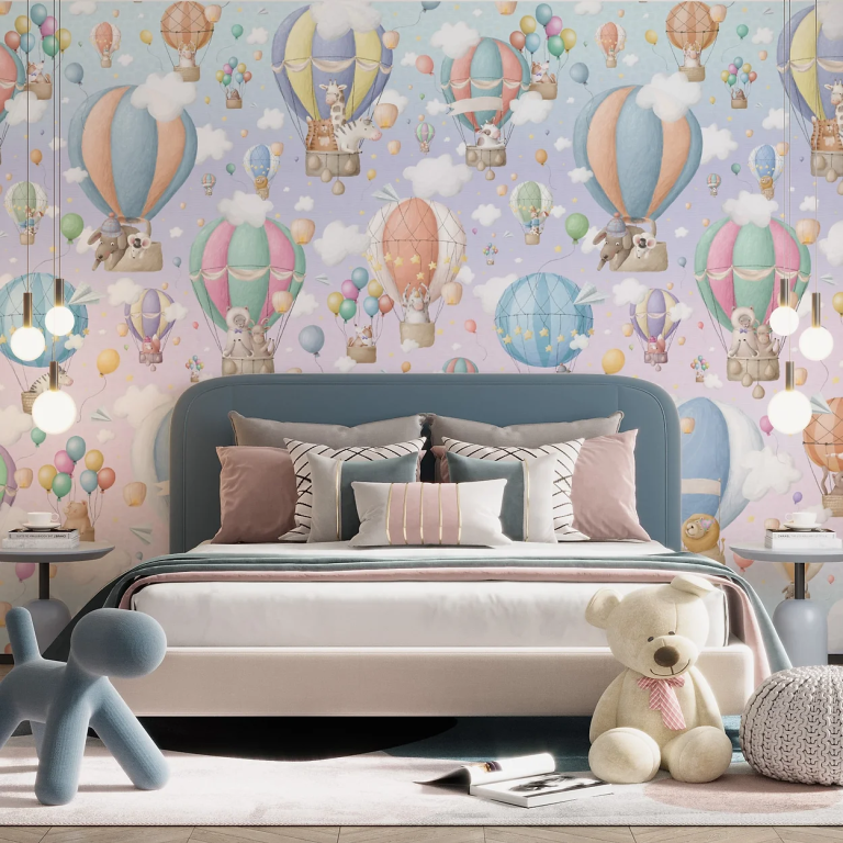 Playful Up balloon wallpaper for children’s room
