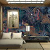 Natural fiber look wallpaper with Japanese rattan style