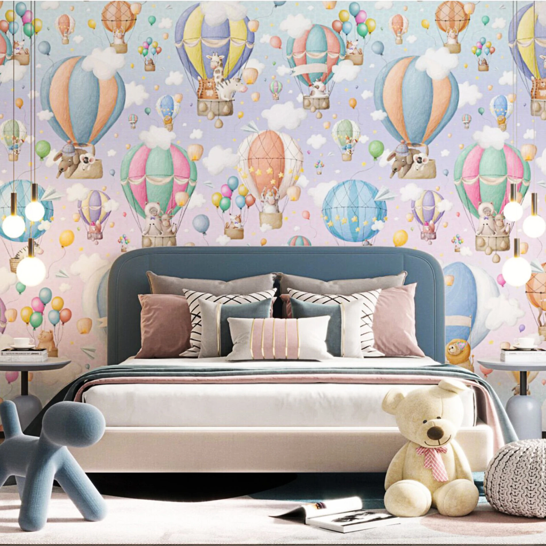 Up-In-The-Air Balloon Wallpaper for Dreamy Kids Interiors