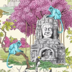 Calming toile wallpaper with serene design