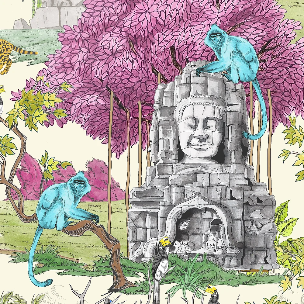 Calming toile wallpaper with serene design