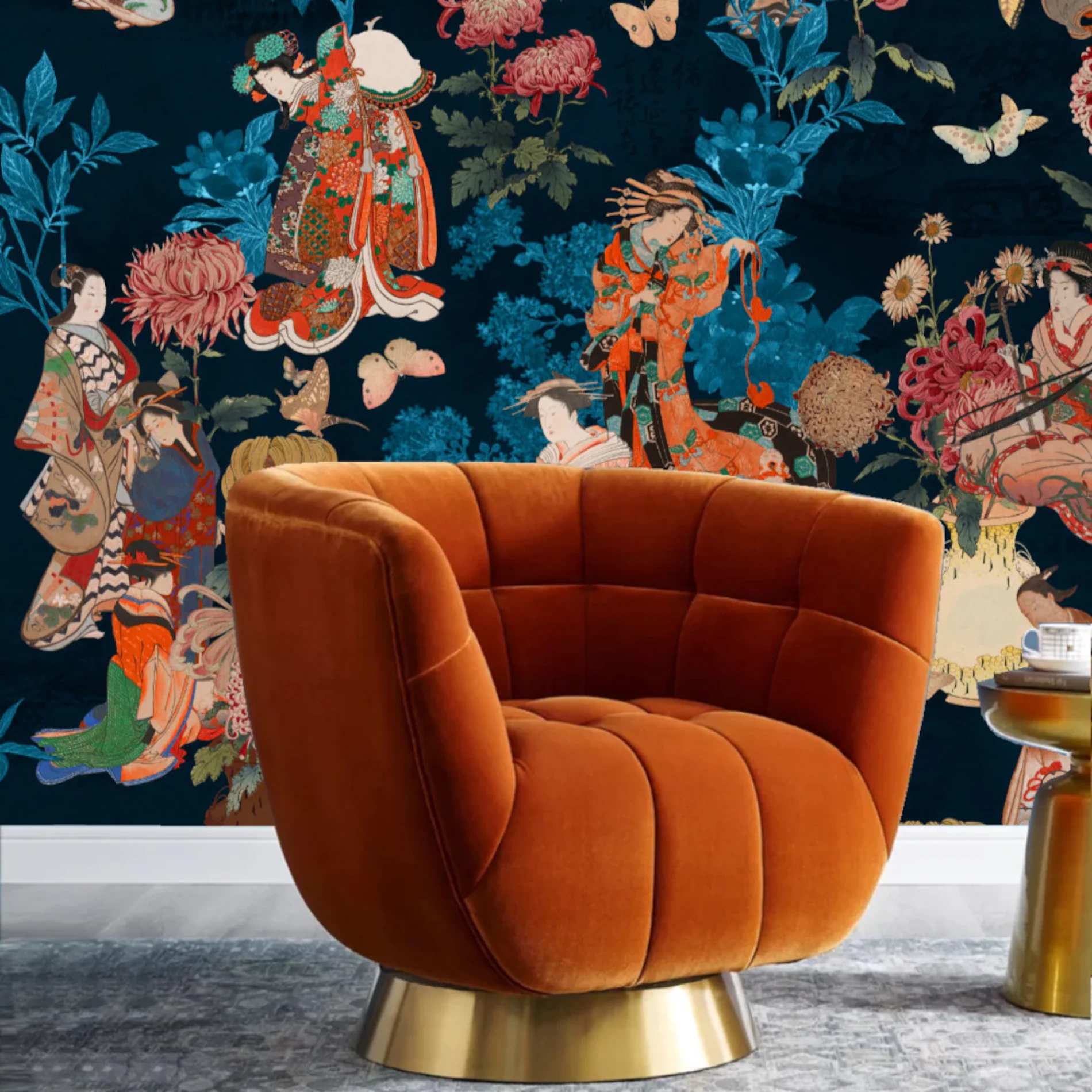Stylish Ikagai pattern on designer wallpaper