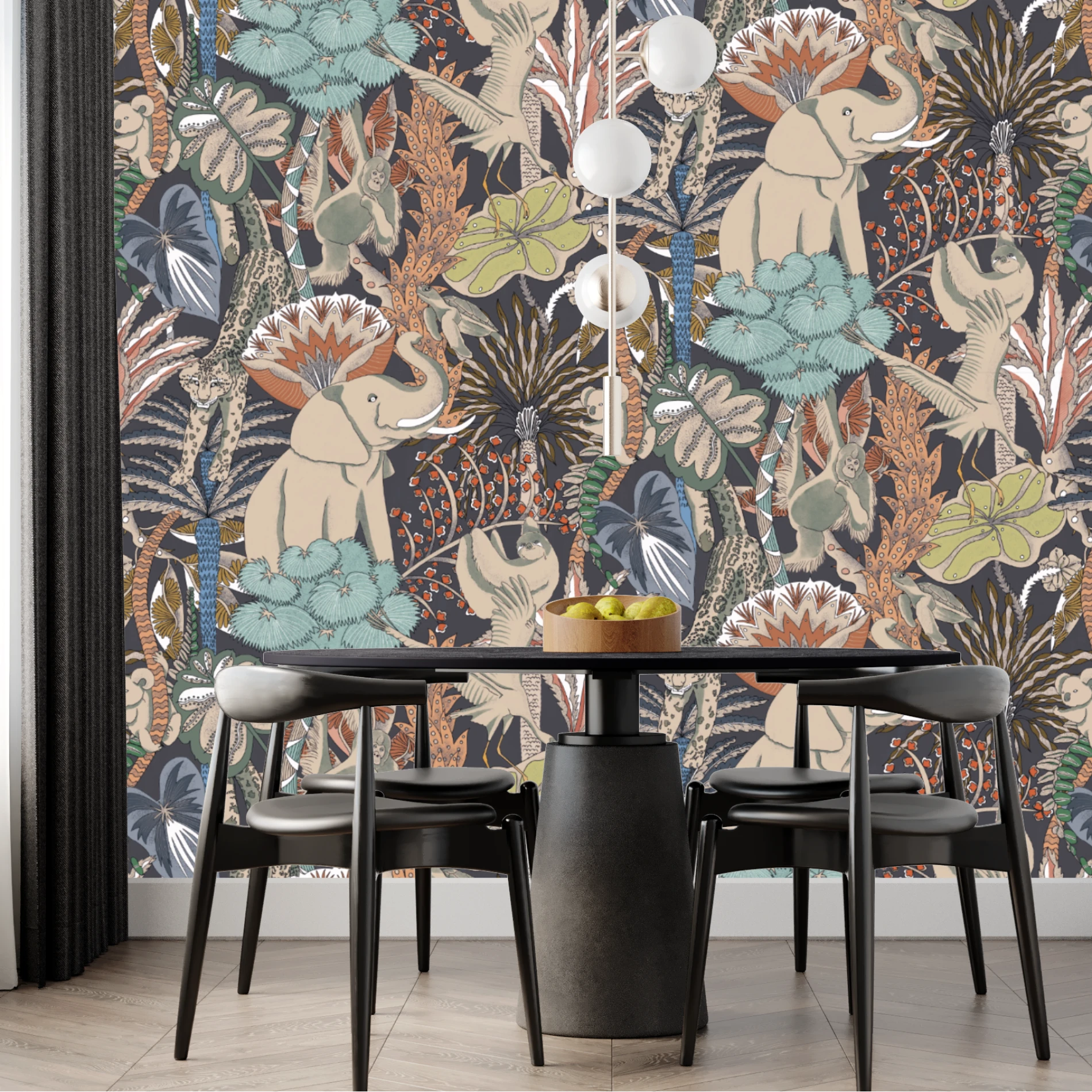Stylish wallpaper with rare endangered species in soft muted tones