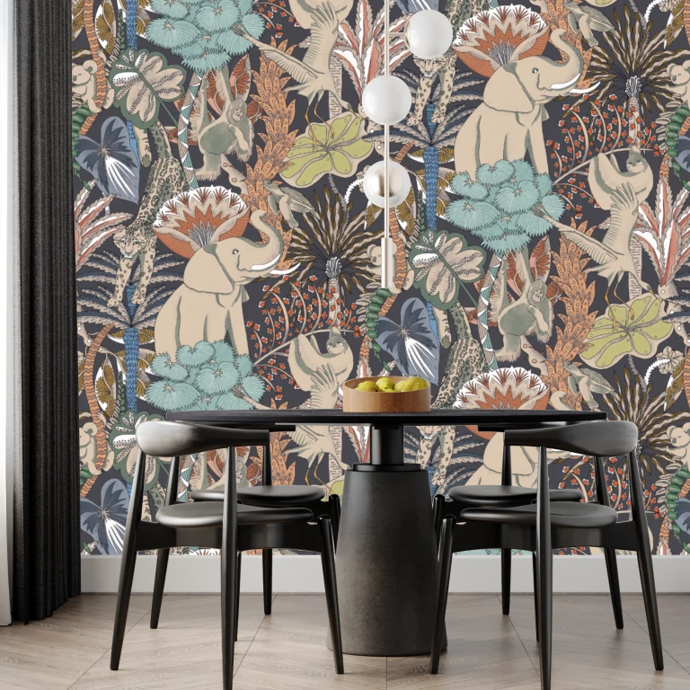Stylish wallpaper with rare endangered species in soft muted tones