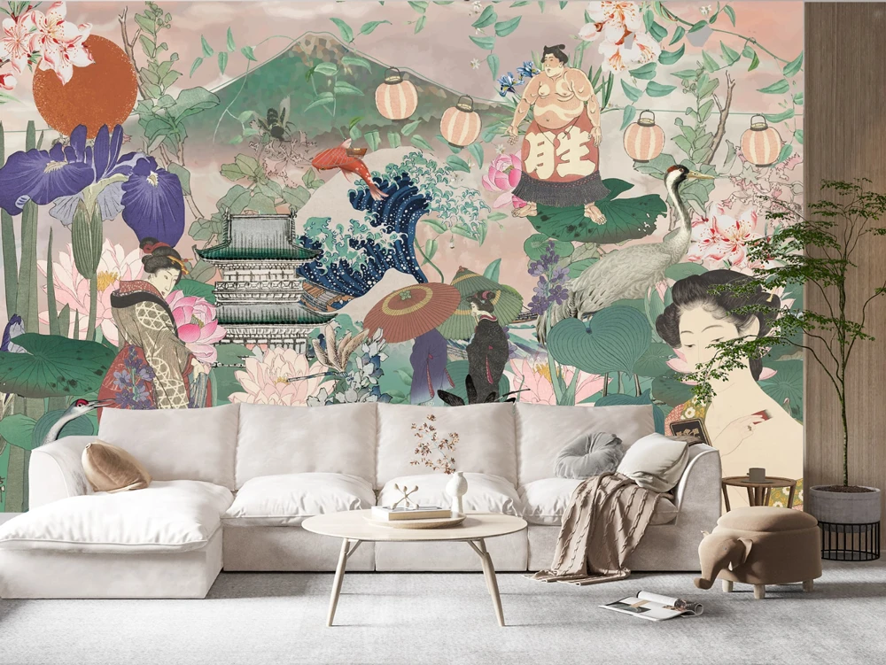 Japanese Collage mural for stylish home interiors