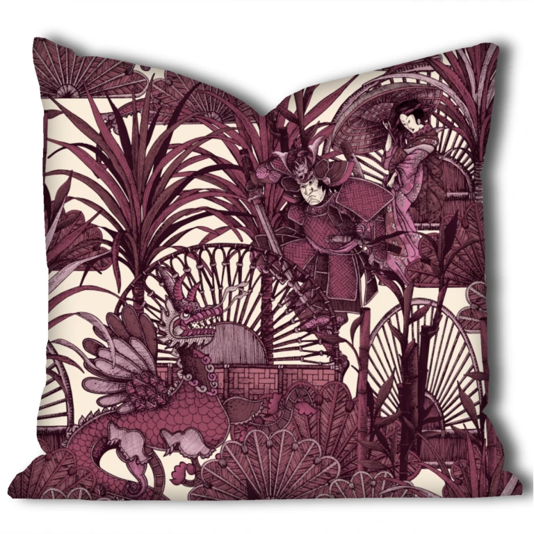 Exotic cushions in Japanese rattan design for ethnic interiors