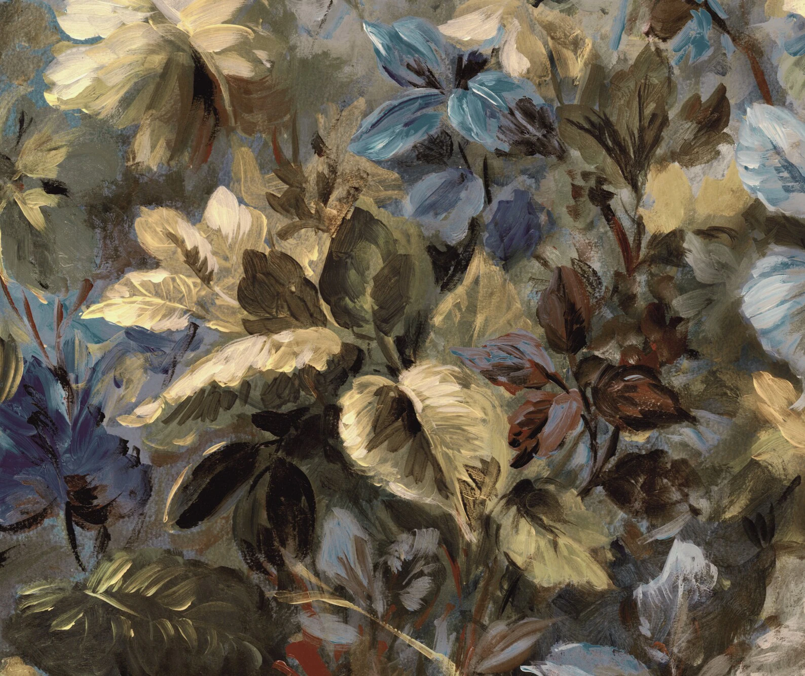 Room mural with serene floral design