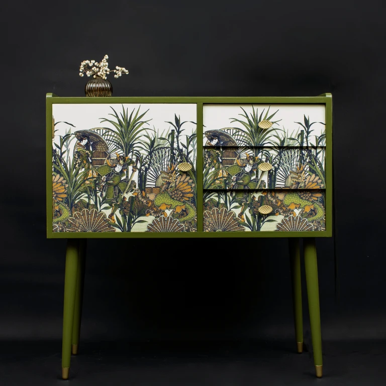 Elegant Japanese Rattan Sideboard