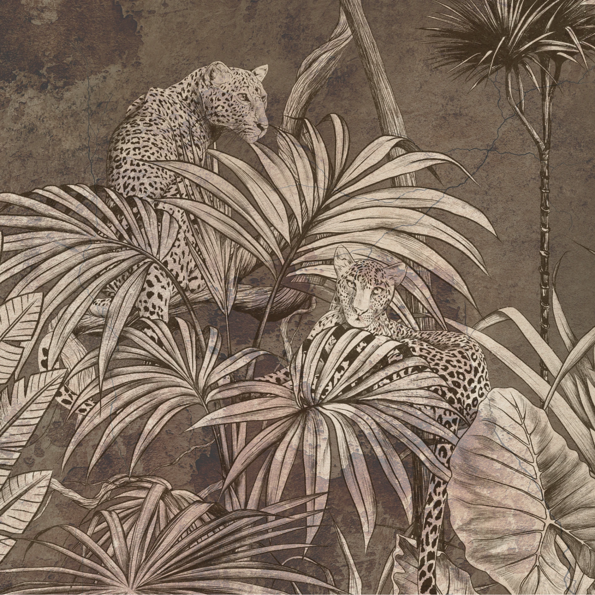 Sumatra Mural with Island Animals for Exotic Interiors