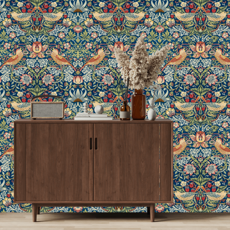 Strawberry Thief Botanical Wallpaper for Luxurious Interiors