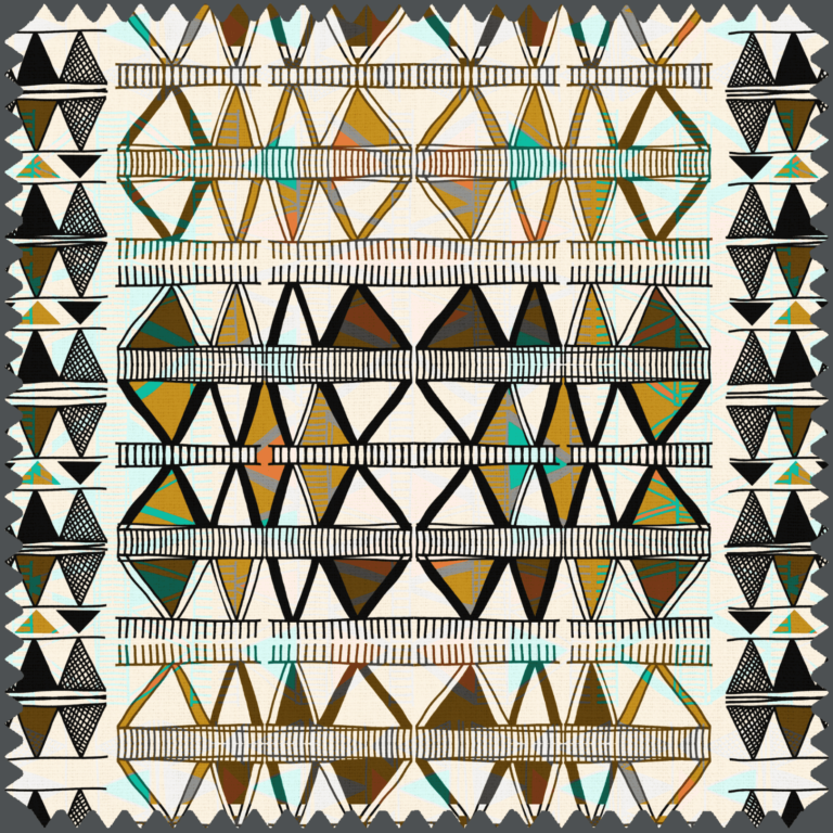 Decorative fabric with bold Aztec triangle design