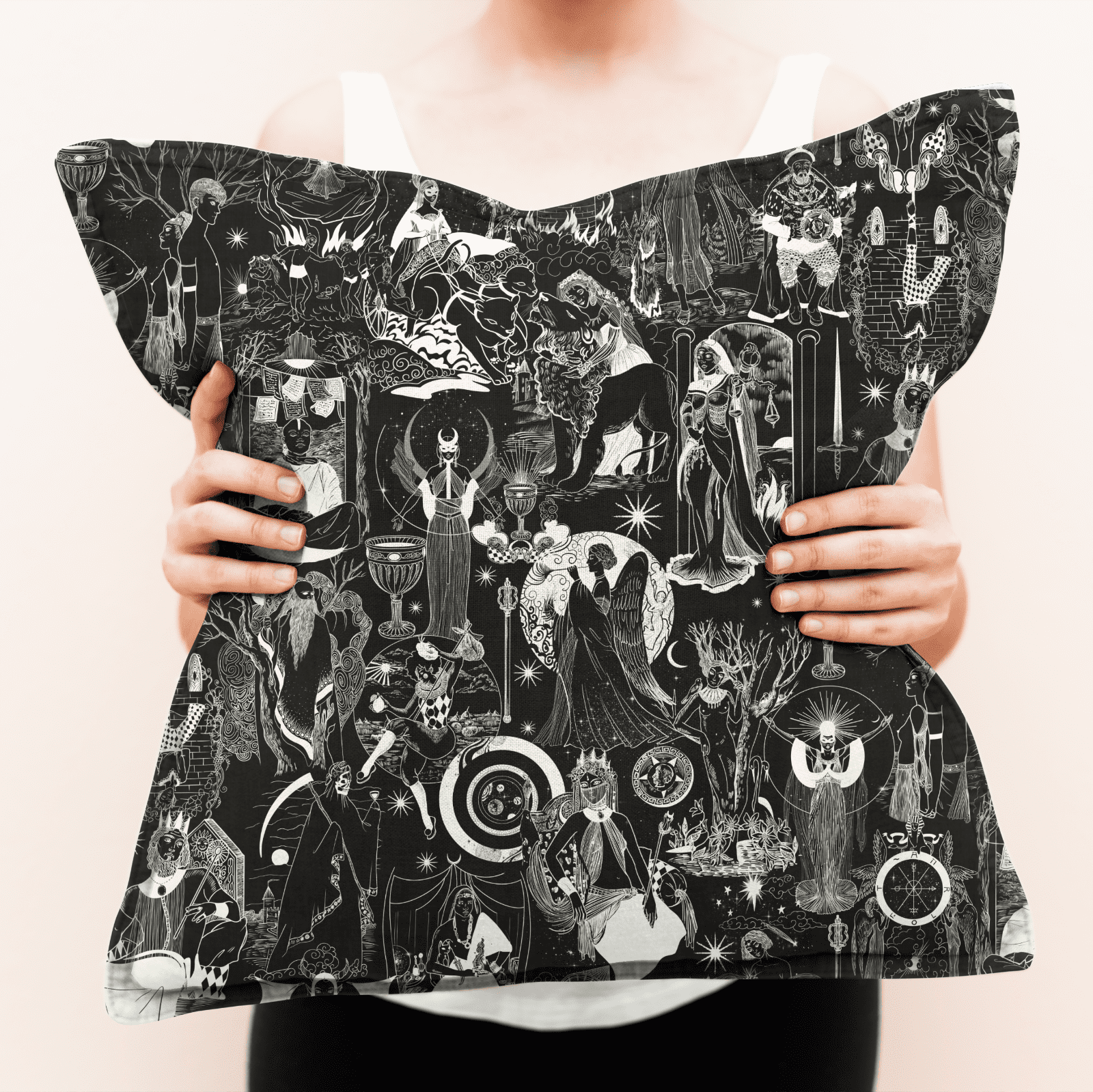Tarot print fabric for mystical interiors