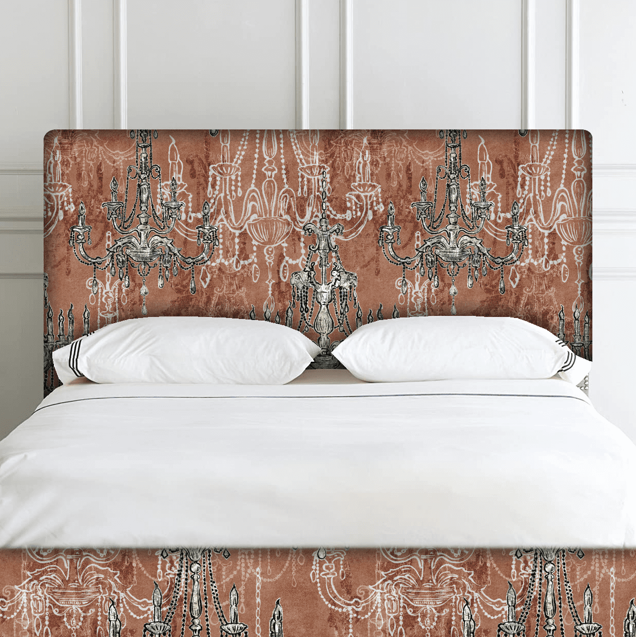 Decorative upholstery fabric with chandelier motif