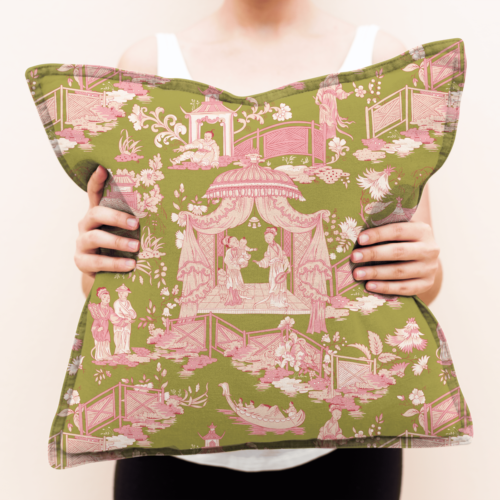 Chinoiserie Toile Fabric for Classic Cushion and Upholstery Design