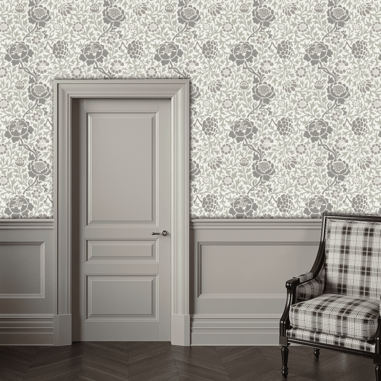Alice Wallpaper with Grey Accents for a Subtle Interior