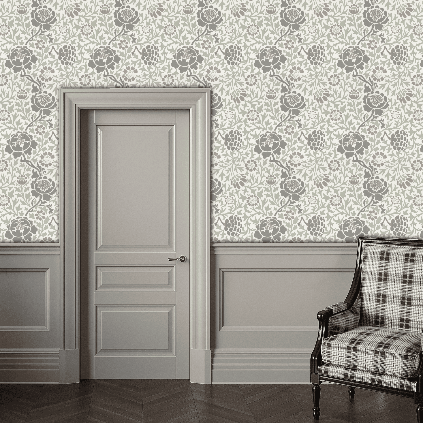 Alice Wallpaper with Grey Accents for a Subtle Interior