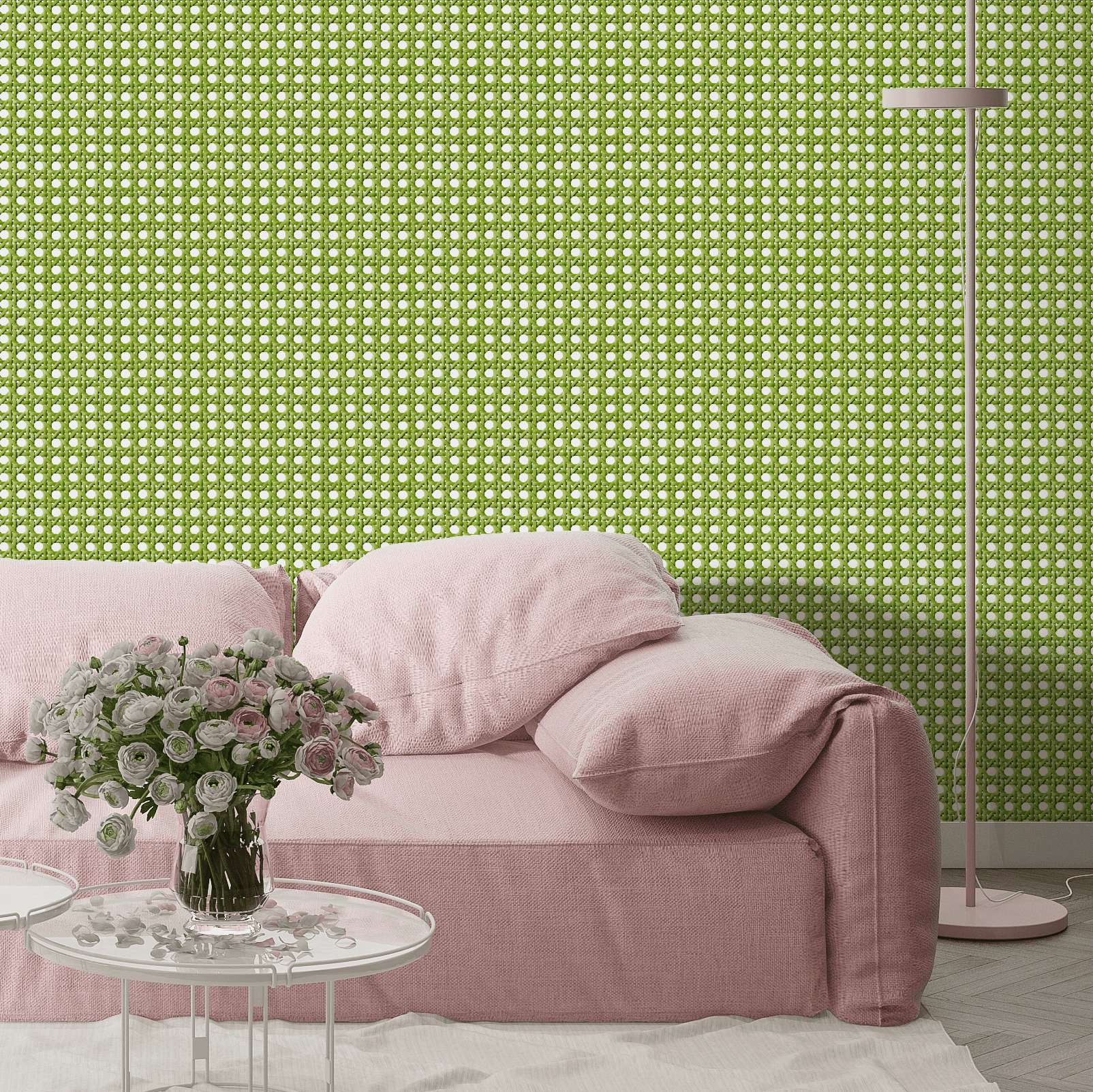 Cane-Weave Green Wallpaper for Adding Organic Touch to Your Space