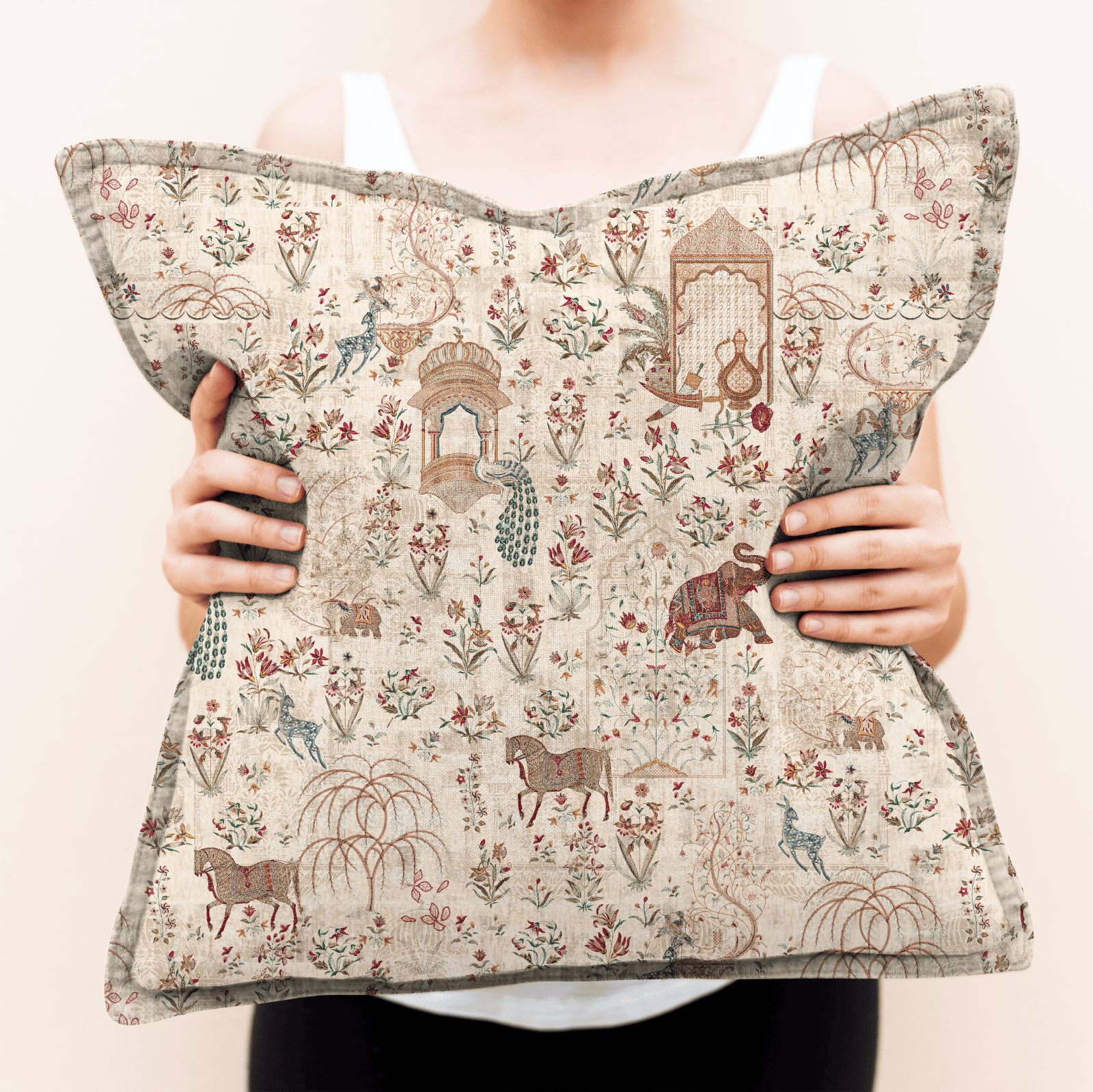 Indian Motif Fabric for Cushions and Home Decoration