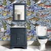 Dynamic shark-themed wallpaper for bathroom