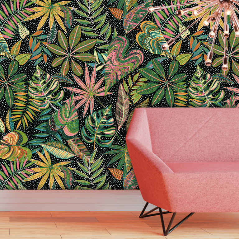 Tropical Paradiso themed wallpaper for interiors