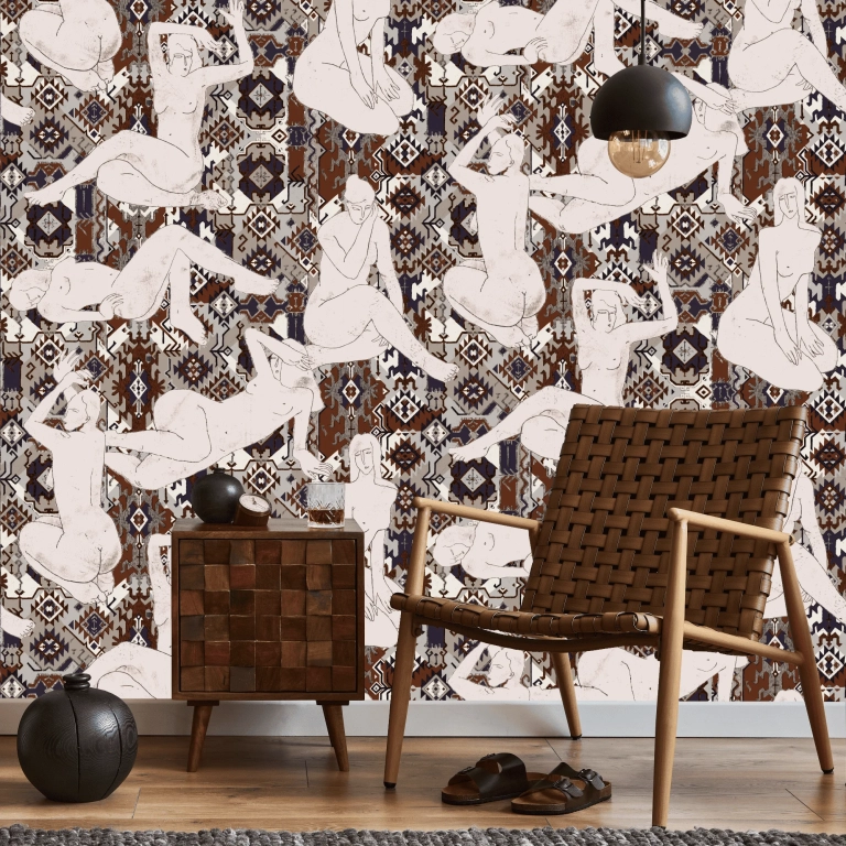 Amy Ava design wallpaper with female figures
