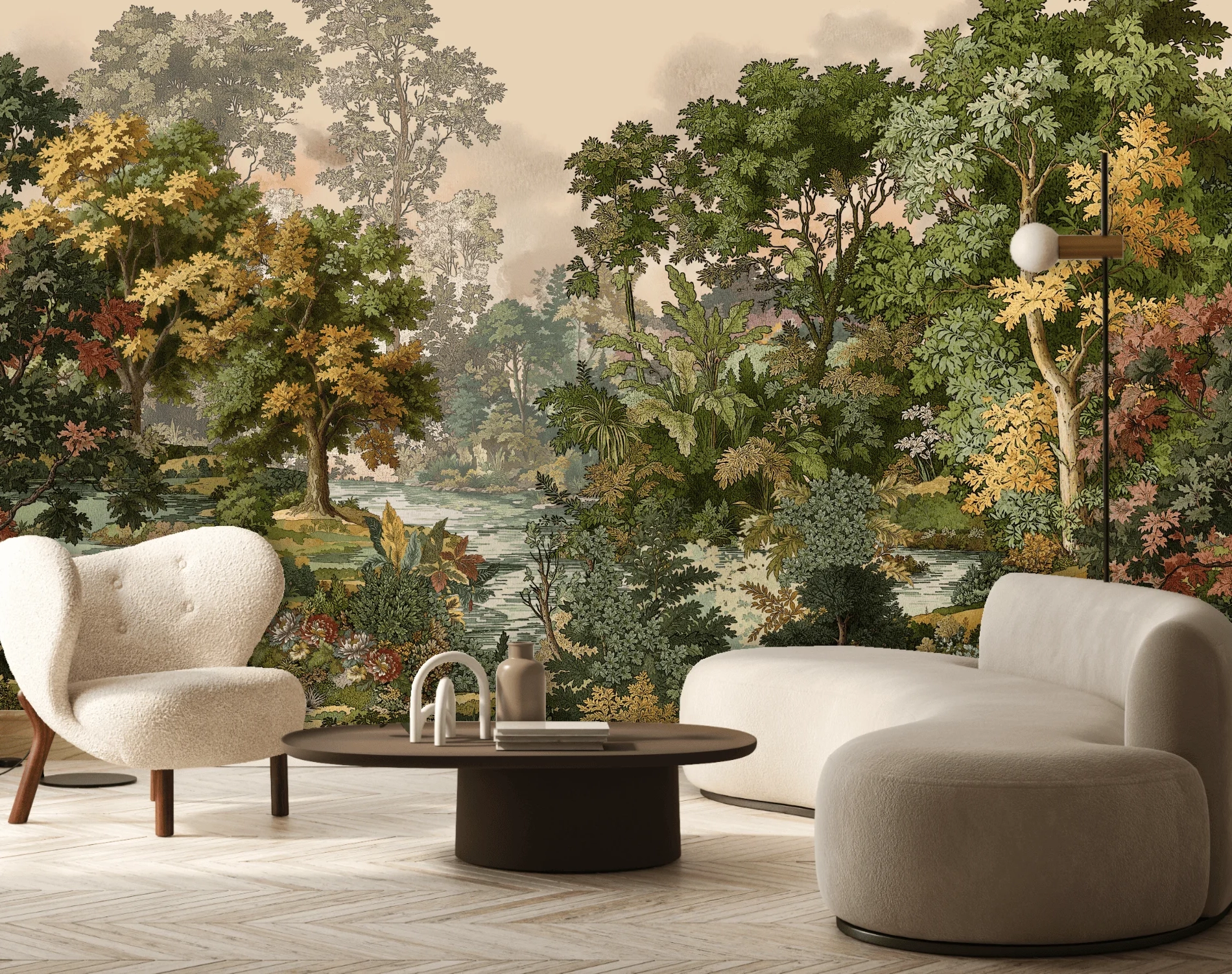 Wall mural depicting nature in The New Forest Room