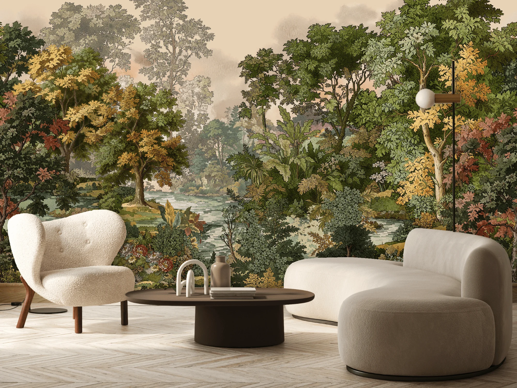 Wall mural depicting nature in The New Forest Room