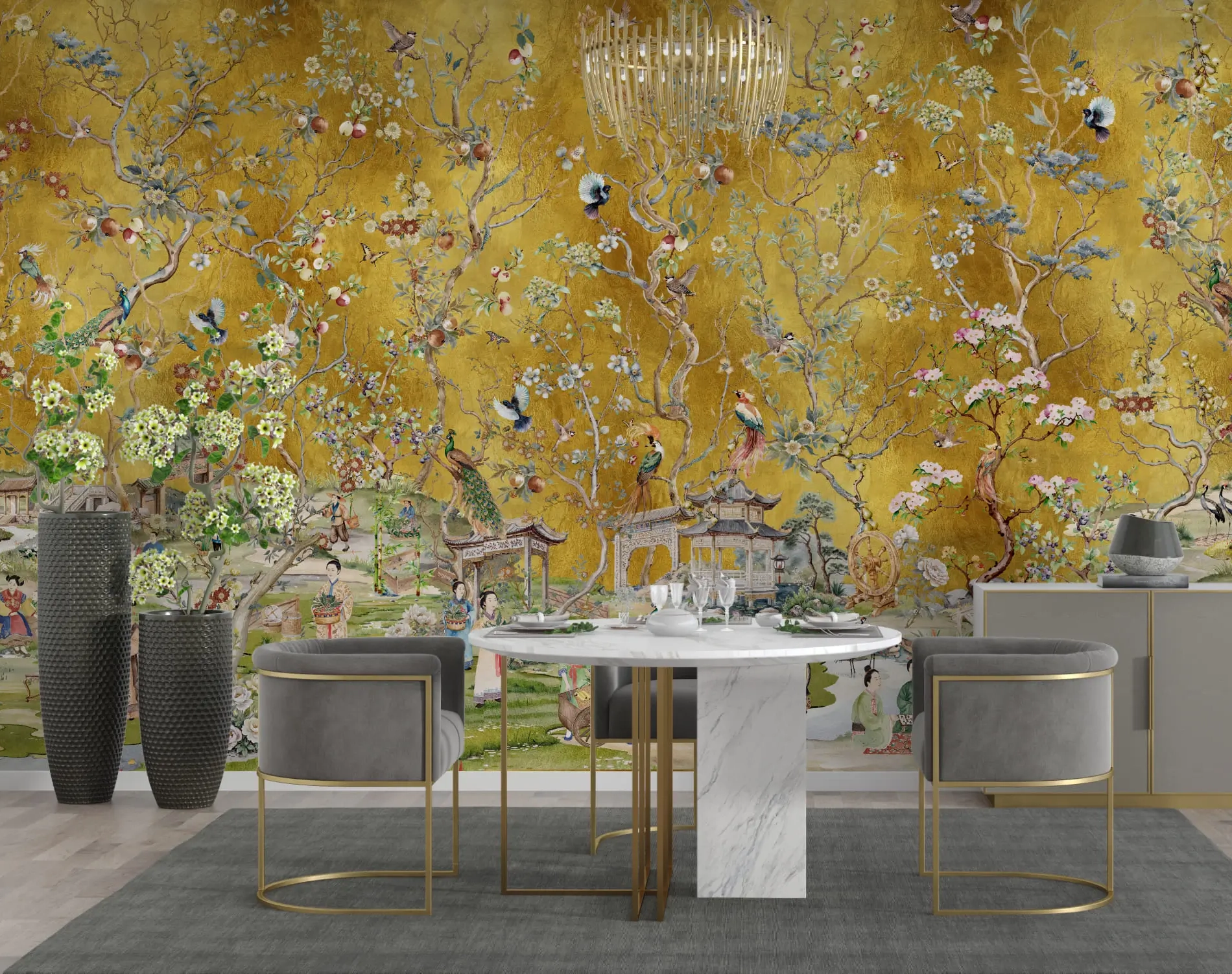 Oriental-inspired mural wallpaper called Whispers of the Orient