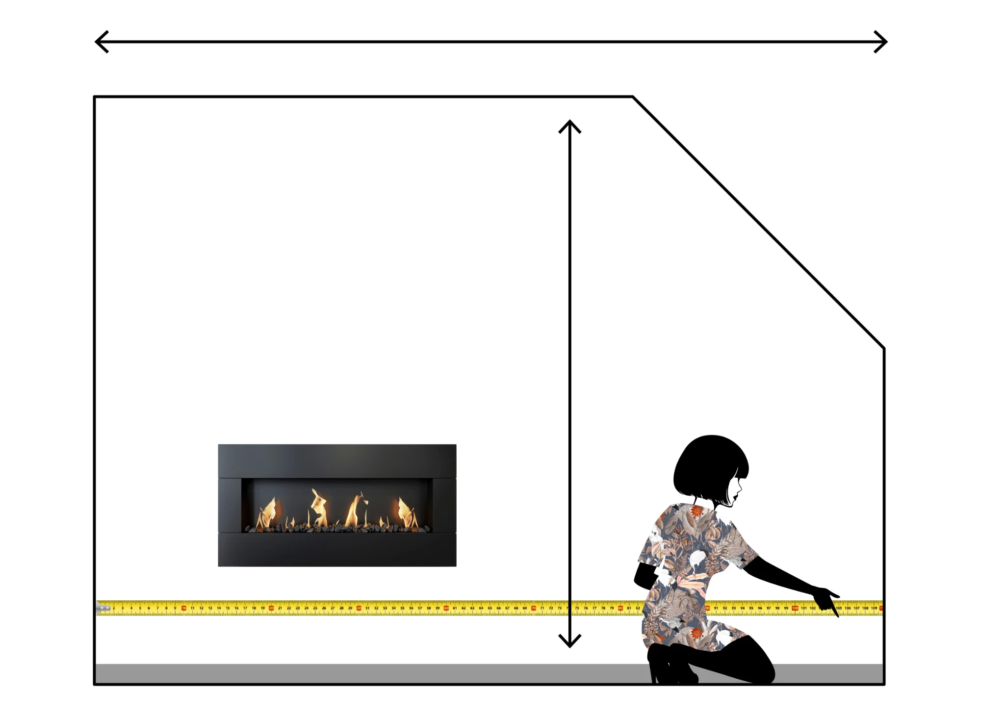 an infographic showing how to measure a sloped wall for wallpaper