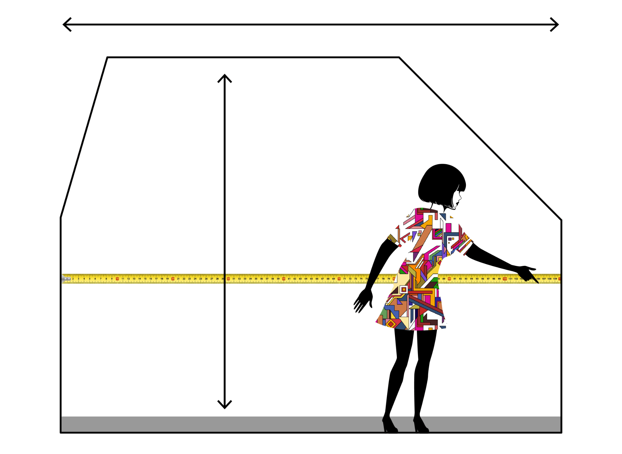 an infographic showing how to measure multiple sloped walls for wallpaper