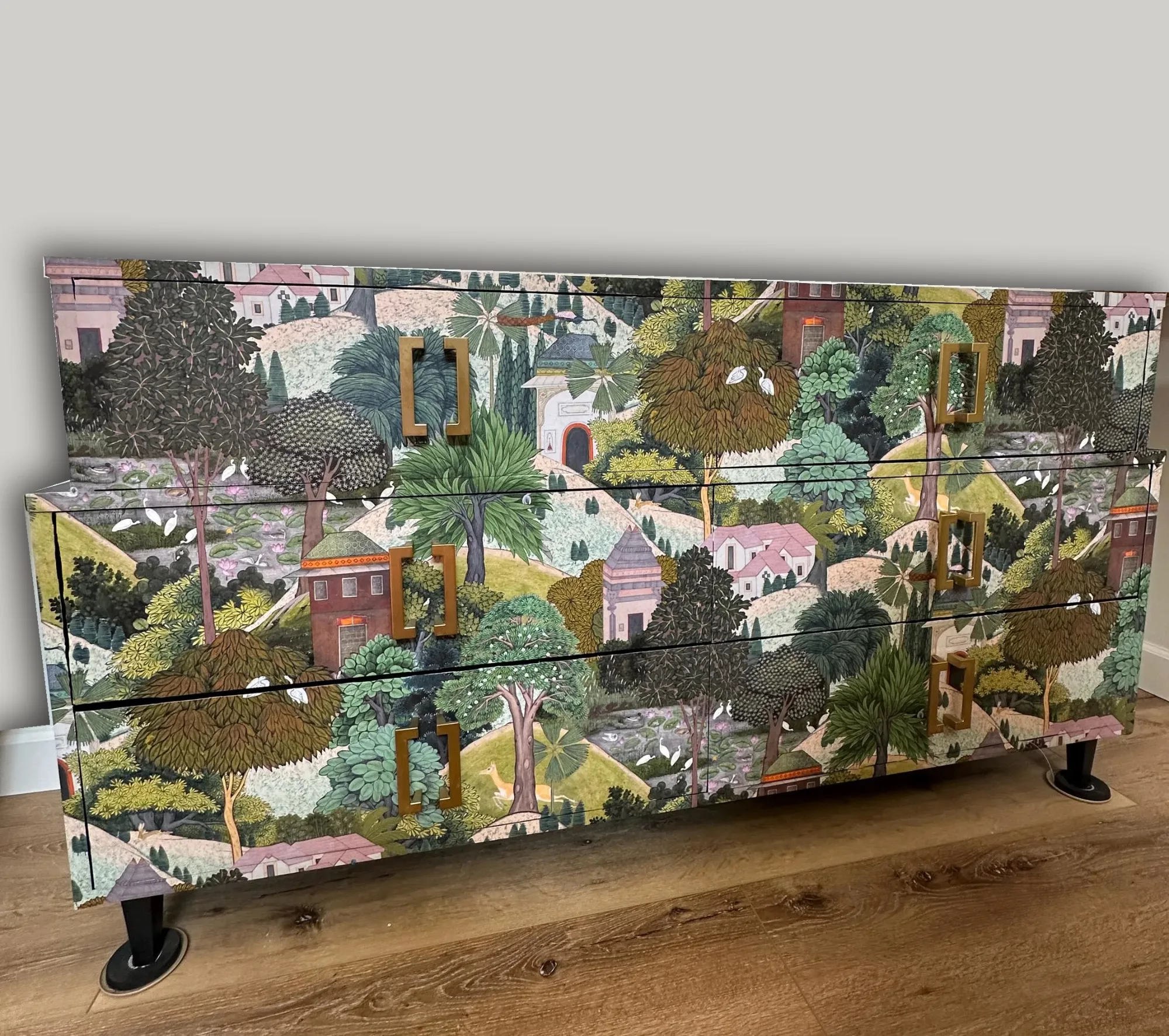 sideboard decoupaged with Indian summer wallpaper