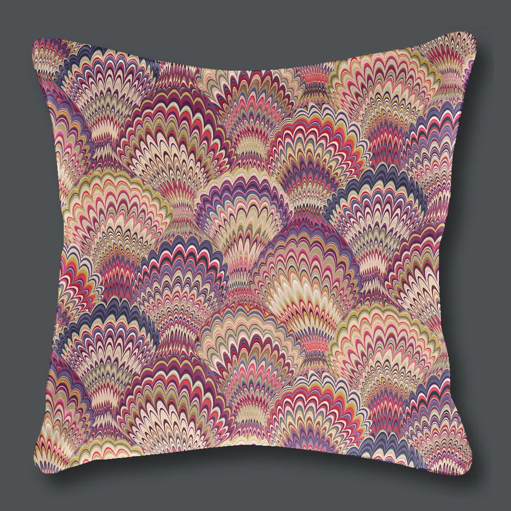 viva magenta cushion with a marbled design