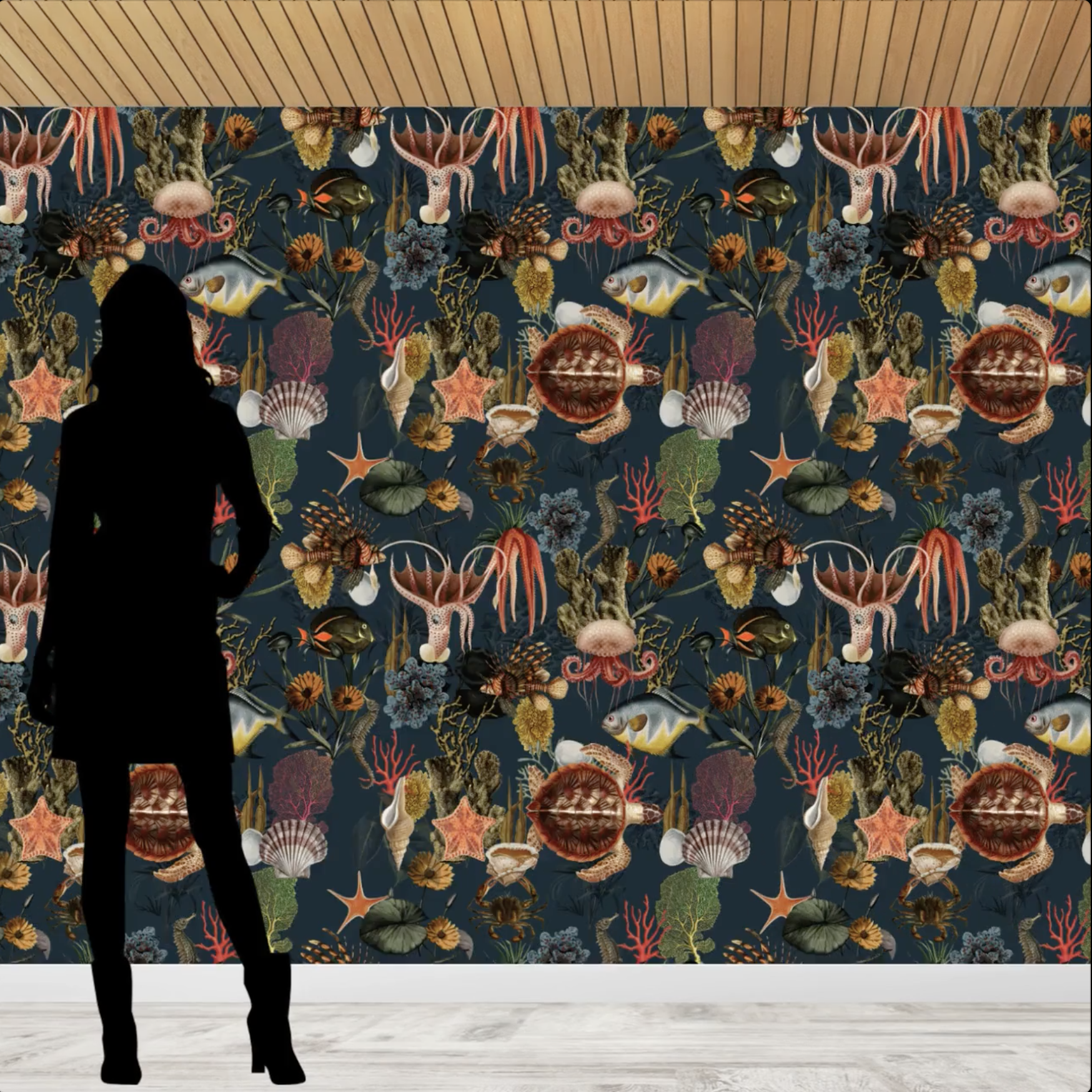large scale fish wallpaper mock up