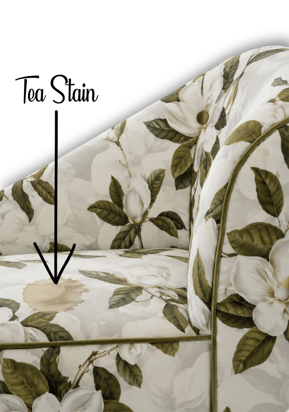 tea stain on chaise longue