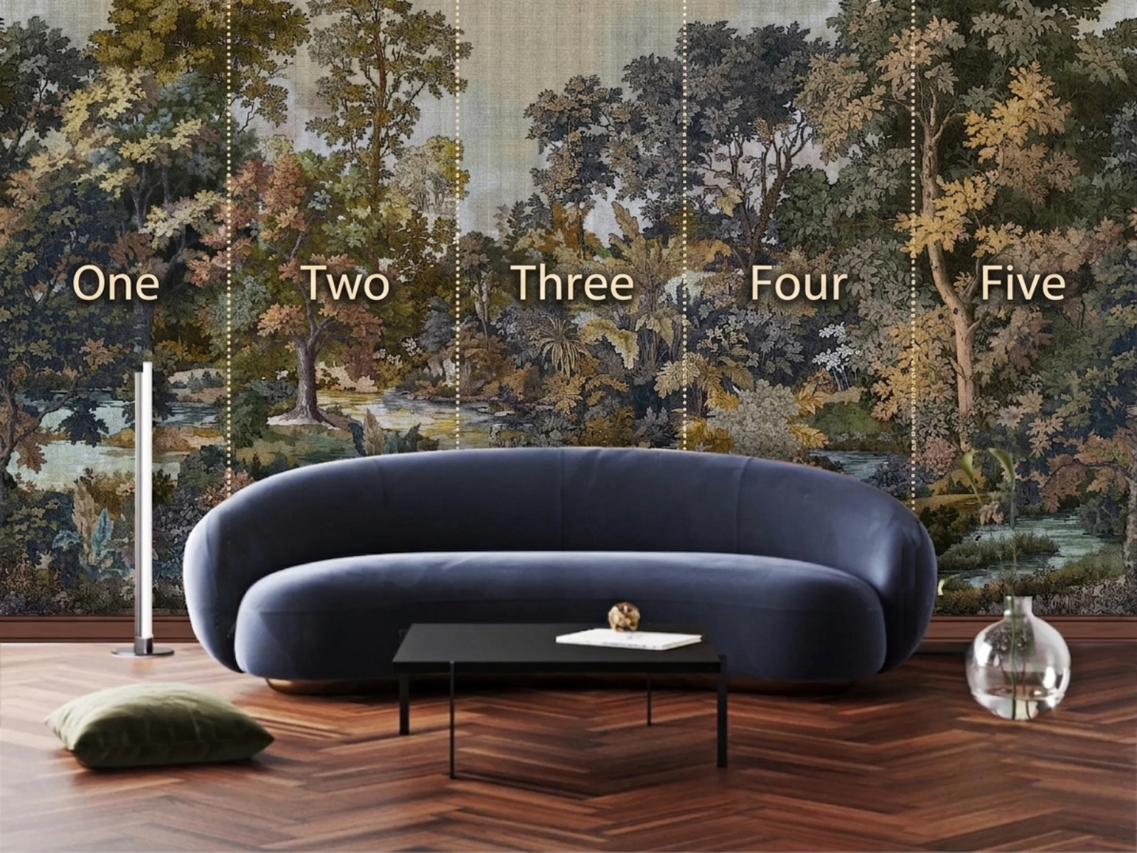 new forest tapestry mural panel sizes