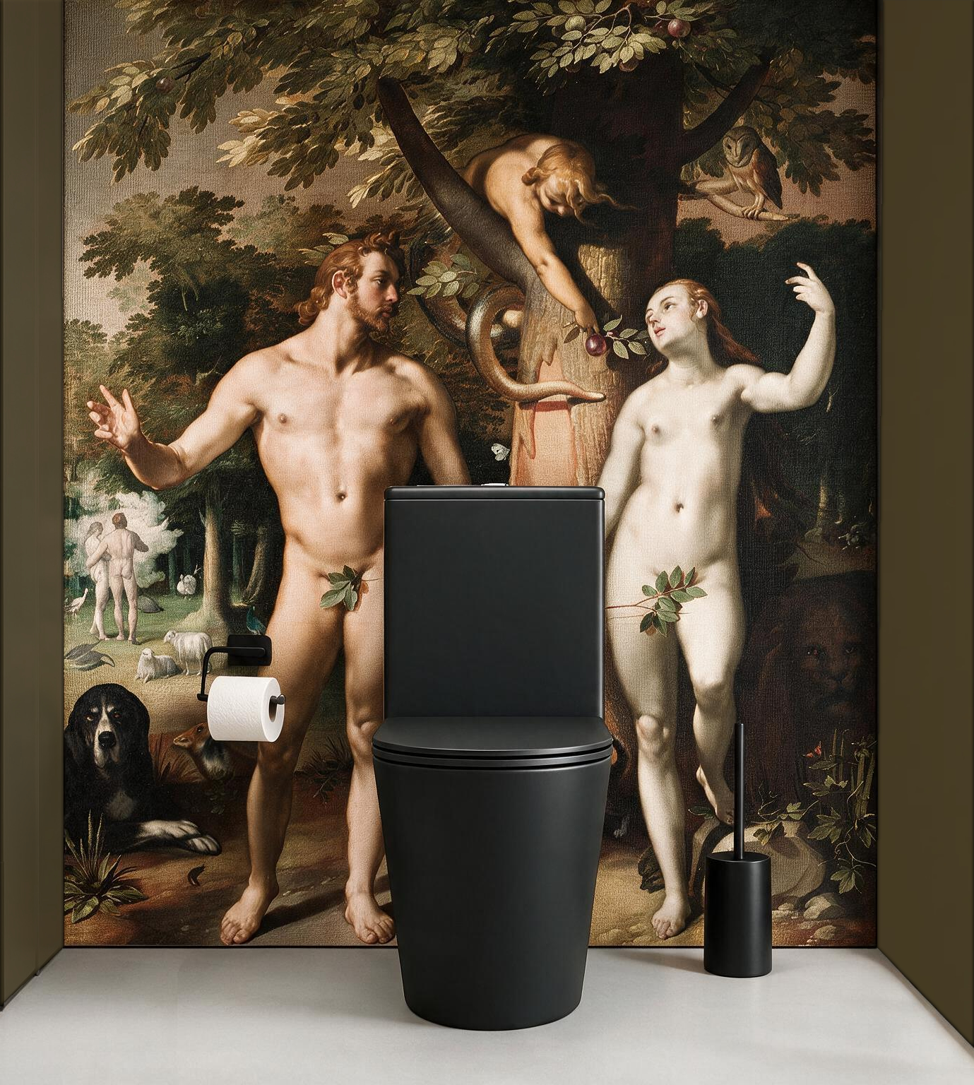 adam and eve mural in closet