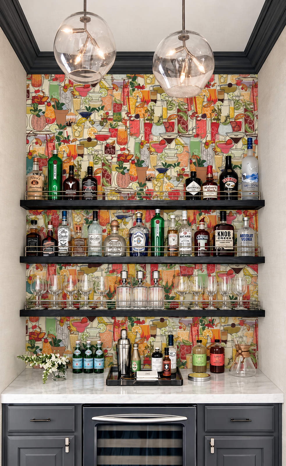 cocktail alcove wallpaper